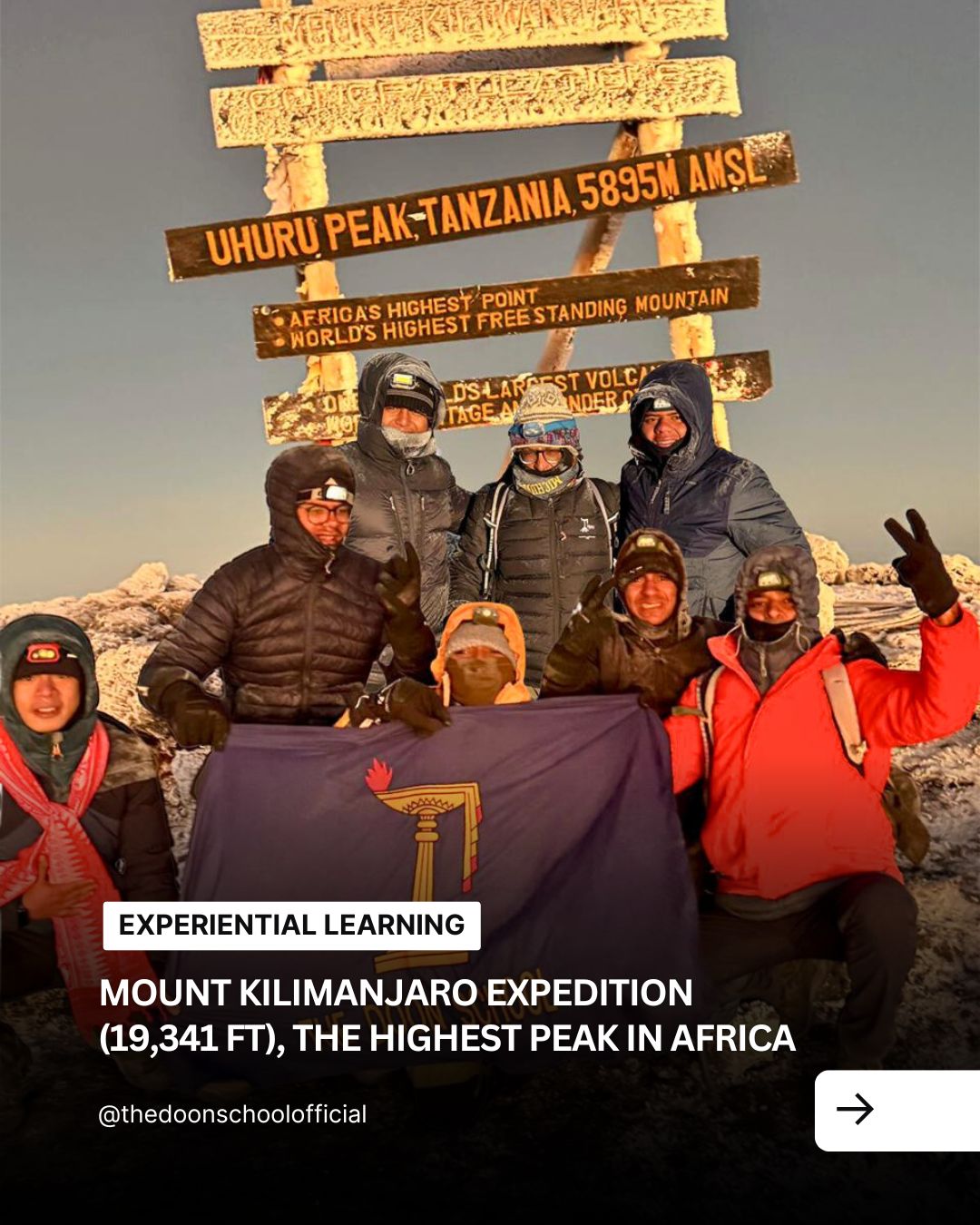 Expedition to Mount Kilimanjaro (19,341 ft), the highest peak in Africa